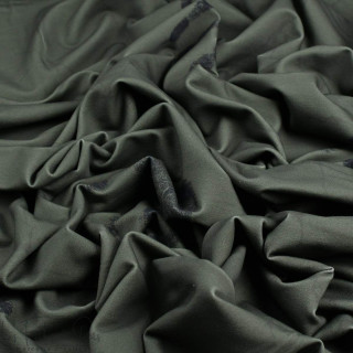 Coupon de tissu french terry motif empreintes "Random" - Vert kaki et noir - 180cm - Les Filles à Pois Les Filles à Pois - Desig