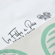 Tissu french terry motif feuille collection "Tanuki" - Ecru et vert menthe - Les Filles à Pois ® - Oeko-Tex ® Les Filles à Pois 