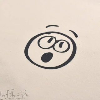 Coupon de tissu french terry motif smiley emot "Sisters A" - Ecru et gris - 250cm - Les Filles à Pois Les Filles à Pois - Design