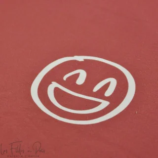 Coupon de tissu french terry motif smiley emot "Sisters A" - Lie de vin et écru - 280cm - Les Filles à Pois Les Filles à Pois - 