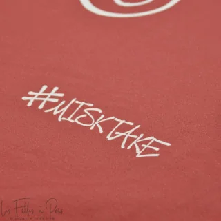 Coupon de tissu french terry motif smiley emot "Sisters A" - Lie de vin et écru - 280cm - Les Filles à Pois Les Filles à Pois - 