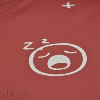 Coupon de tissu french terry motif smiley emot "Sisters A" - Lie de vin et écru - 280cm - Les Filles à Pois Les Filles à Pois - 