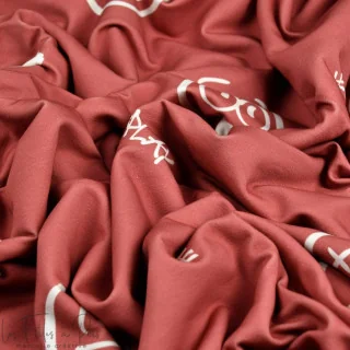 Coupon de tissu french terry motif smiley emot "Sisters A" - Lie de vin et écru - 280cm - Les Filles à Pois Les Filles à Pois - 