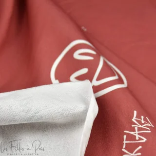 Coupon de tissu french terry motif smiley emot "Sisters A" - Lie de vin et écru - 280cm - Les Filles à Pois Les Filles à Pois - 