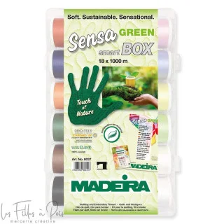 à broder Estuche de hilo 18 bobinas Sensa Green SmartBox radio 1000 m - 8037 - Madeira Madeira : fils à broder de qualité supéri