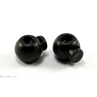 Arrêts cordon boule plastique noir – Trou 6 mm – Lot de 10 - 2