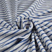 Tissu jersey motif rayures - Blanc et bleu - Oeko-Tex ® - Stenzo Textiles ® Stenzo Textiles ® - Tissus Oekotex - 3