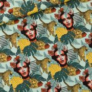 Tissu sergé gabardine coton "HABANA" Frida Kahlo- Bleu Skylight-  Oeko-Tex ® - See You At Six ®