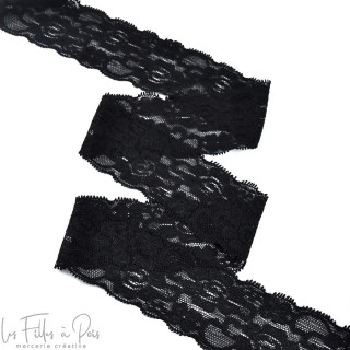 Ruban dentelle douce extensible 5.5cm - Fleur  - 4