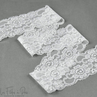Ruban dentelle douce extensible 5.5cm - Fleur  - 1