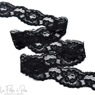Ruban dentelle douce extensible 3cm - Fleur  - 4