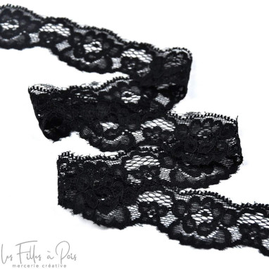 Ruban dentelle douce extensible 3cm - Fleur  - 4