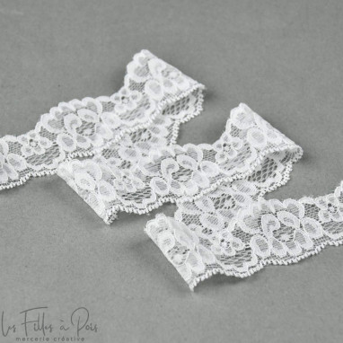 Ruban dentelle douce extensible 3cm - Fleur  - 1