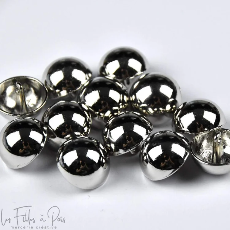 Bouton à queue - Rond - Métal argenté Tissus et mercerie créative – Nos sélections sans marque - 1