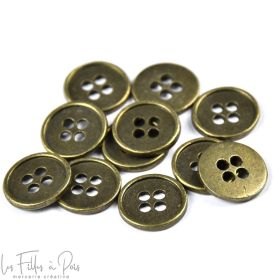 Boutons ronds - 13mm - Métal bronze - 2
