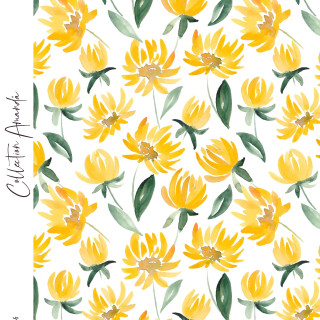Tissu lycra motif tournesol collection "Amanda" - Blanc et jaune - Les Filles à Pois ® - Oeko-Tex ® Les Filles à Pois - Design ®