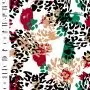 Tissu lycra motif léopard collection "Contrastes" - Blanc, vert, rouge et noir - Les Filles à Pois ® - Oeko-Tex ® Les Filles à P