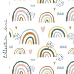Tissu french terry motif Arc-en-ciel collection "Anna" - Blanc et multicolore - Les Filles à Pois ® - Oeko-Tex ® Les Filles à Po