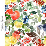 Tissu french terry motif fruits collection "Amanda" - Blanc et multicolore - Les Filles à Pois ® - Oeko-Tex ® Les Filles à Pois 