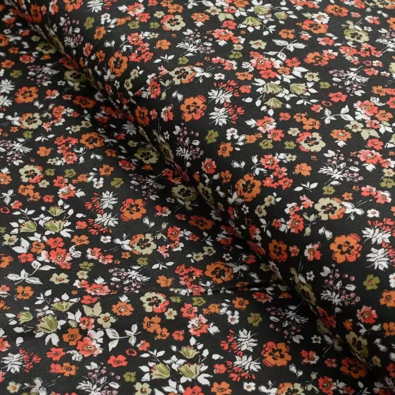Tissu popeline de coton motif fleurs collection "Marissa" - Multicolore et vert - Les Filles à Pois ® - Oeko-Tex ® Les Filles à 
