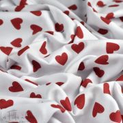 Tissu popeline de coton motif coeur collection "Coco" - Blanc, rouge et noir - Les Filles à Pois ® - Oeko-Tex ® Les Filles à Poi
