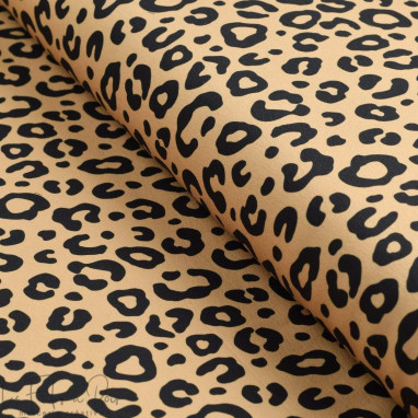 Tissu jersey motif léopard collection "Contrastes" - Camel et noir - Les Filles à Pois ® - Oeko-Tex ® Les Filles à Pois - Design