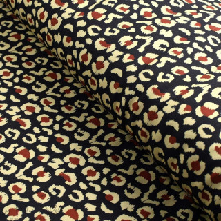 Tissu french terry motif léopard baroques collection "Klass" - Bleu, terracotta et écru - Les Filles à Pois ® - Oeko-Tex ® Les F