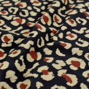 Tissu french terry motif léopard baroques collection "Klass" - Bleu, terracotta et écru - Les Filles à Pois ® - Oeko-Tex ® Les F