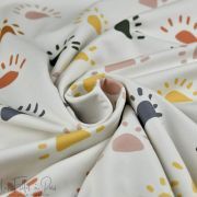 Tissu french terry motif soleil collection "Anna" - Blanc et multicolore - Les Filles à Pois ® - Oeko-Tex ® Les Filles à Pois - 