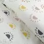 Tissu french terry motif soleil collection "Anna" - Blanc et multicolore - Les Filles à Pois ® - Oeko-Tex ®