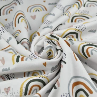 Tissu french terry "Arc-en-ciel bohème" blanc et multicolore - Collection Anna - Les Filles à Pois Design Les Filles à Pois - De