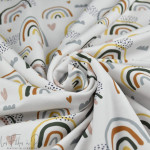 Tissu french terry motif Arc-en-ciel collection "Anna" - Blanc et multicolore - Les Filles à Pois ® - Oeko-Tex ® Les Filles à Po