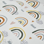 Tissu french terry motif Arc-en-ciel collection "Anna" - Blanc et multicolore - Les Filles à Pois ® - Oeko-Tex ® Les Filles à Po