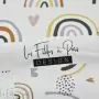 Tissu french terry motif Arc-en-ciel collection "Anna" - Blanc et multicolore - Les Filles à Pois ® - Oeko-Tex ® Les Filles à Po