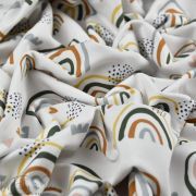 Tissu french terry motif Arc-en-ciel collection "Anna" - Blanc et multicolore - Les Filles à Pois ® - Oeko-Tex ® Les Filles à Po