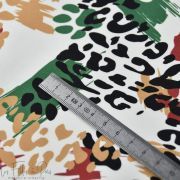 Tissu french terry motif léopard collection "Contrastes" - Blanc, vert, rouge et noir - Les Filles à Pois ® - Oeko-Tex ® Les Fil