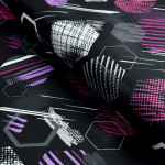 Jersey-interlock sport motif hexagone collection "Vitamin" - Noir et rose fuchsia - Les Filles à Pois ® - Oeko-Tex ® Les Filles 