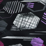 Jersey-interlock sport motif hexagone collection "Vitamin" - Noir et rose fuchsia - Les Filles à Pois ® - Oeko-Tex ® Les Filles 