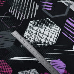 Jersey-interlock sport motif hexagone collection "Vitamin" - Noir et rose fuchsia - Les Filles à Pois ® - Oeko-Tex ® Les Filles 