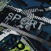 Jersey-interlock sport motif sport Extrême collection "Vitamin" - Noir, pétrole et vert - Les Filles à Pois ® - Oeko-Tex ® Les F