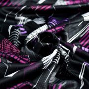 Jersey-interlock sport motif hexagone collection "Vitamin" - Noir et rose fuchsia - Les Filles à Pois ® - Oeko-Tex ® Les Filles 
