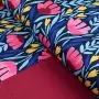 Tissu lycra motif fleurs collection "Frida" - Multicolore et bleu - Les Filles à Pois ® - Oeko-Tex ®