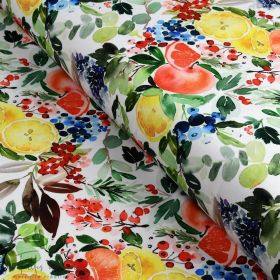  Tissu lycra motif fruits collection "Amanda" - Blanc et multicolore - Les Filles à Pois ® - Oeko-Tex ® 1,99 € Tout pour le mail