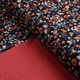 Panneau de tissu lycra motif fleurs collection "Marissa" - Multicolore et bleu - Les Filles à Pois ® - Oeko-Tex ® Les Filles à P