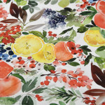 Tissu french terry motif fruits collection "Amanda" - Blanc et multicolore - Les Filles à Pois ® - Oeko-Tex ® Les Filles à Pois 