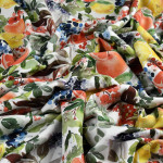 Tissu french terry motif fruits collection "Amanda" - Blanc et multicolore - Les Filles à Pois ® - Oeko-Tex ® Les Filles à Pois 