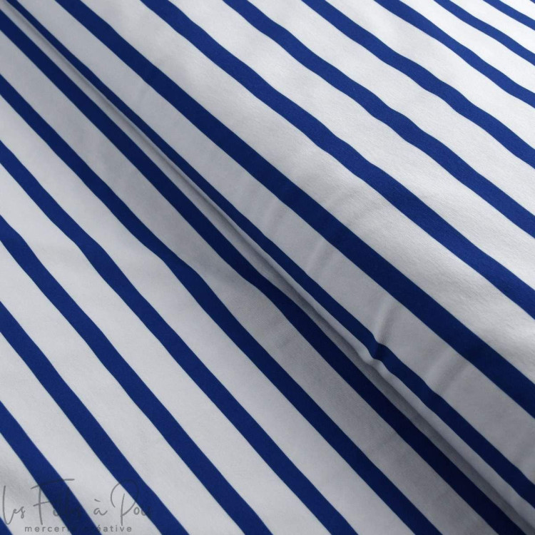 Tissu jersey motif rayures marinières "Little Sardine" - Blanc et bleu - Les Filles à Pois Les Filles à Pois - Design ® - Mercer Tissu jersey motif rayures marinières "Little Sardine" - Blanc et bleu - Les Filles à Pois Les Filles à Pois - Design ® - Mercer