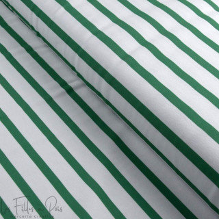 Tissu jersey motif rayures marinières collection "Little Sardine" - Blanc et vert - Les Filles à Pois ® - Oeko-Tex ® Les Filles 