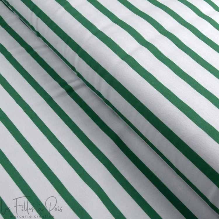 Tecido em jersey com riscas de marinheiro "Little Sardine" - Branco e verde - Les Filles à Pois Les Filles à Pois - Design ® - M Tecido em jersey com riscas de marinheiro "Little Sardine" - Branco e verde - Les Filles à Pois Les Filles à Pois - Design ® - M