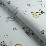 Tissu jersey coton motif Snoopy "Postbox" - Vert menthe - Bio - Peanuts ® Peanuts ® - 1